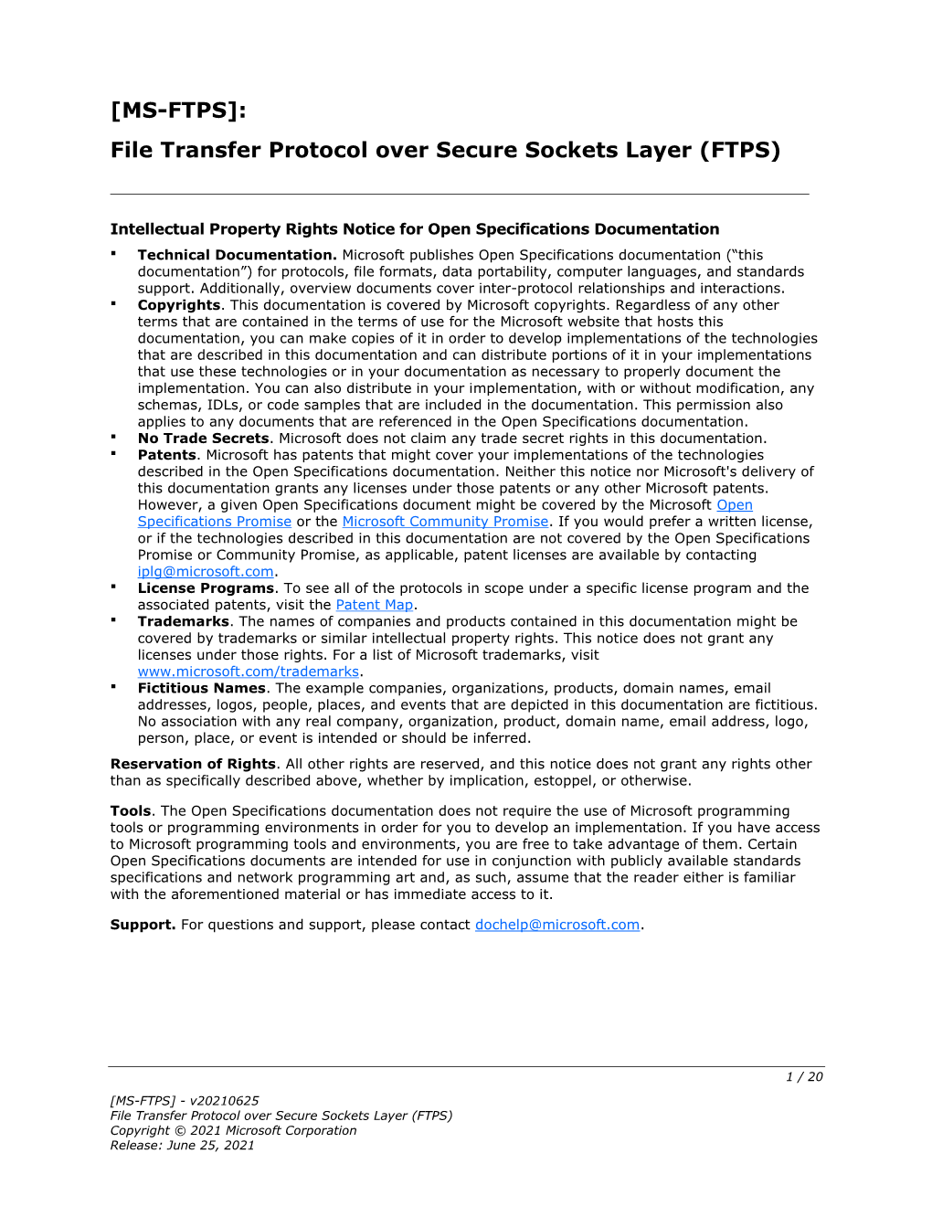 [MS-FTPS]: File Transfer Protocol Over Secure Sockets Layer (FTPS)