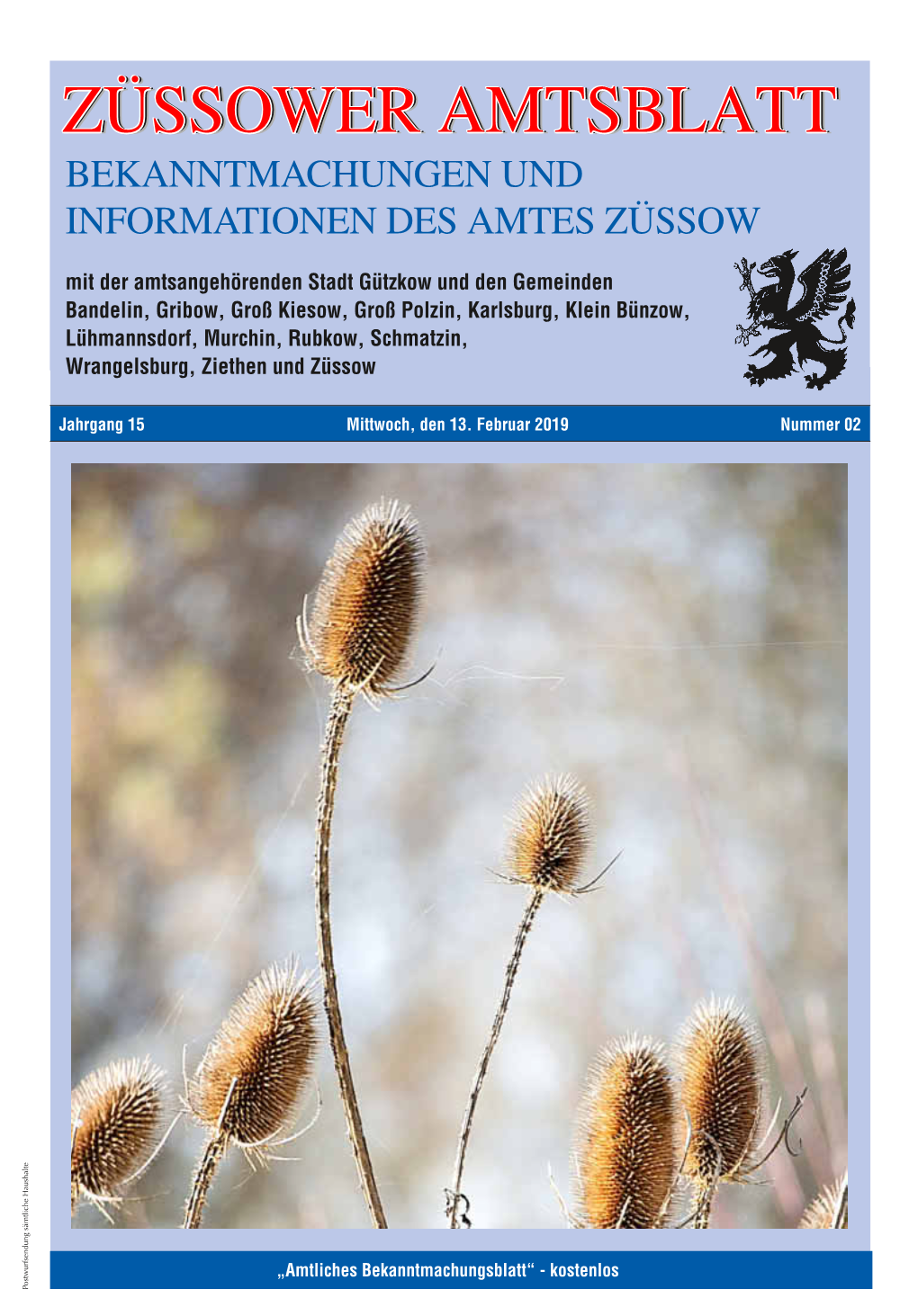 Züssower Amtsblatt Nr. 02 / 2019 (PDF, 1,15 MB )