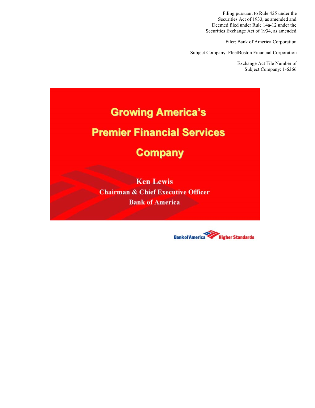 Bank of America Presentation