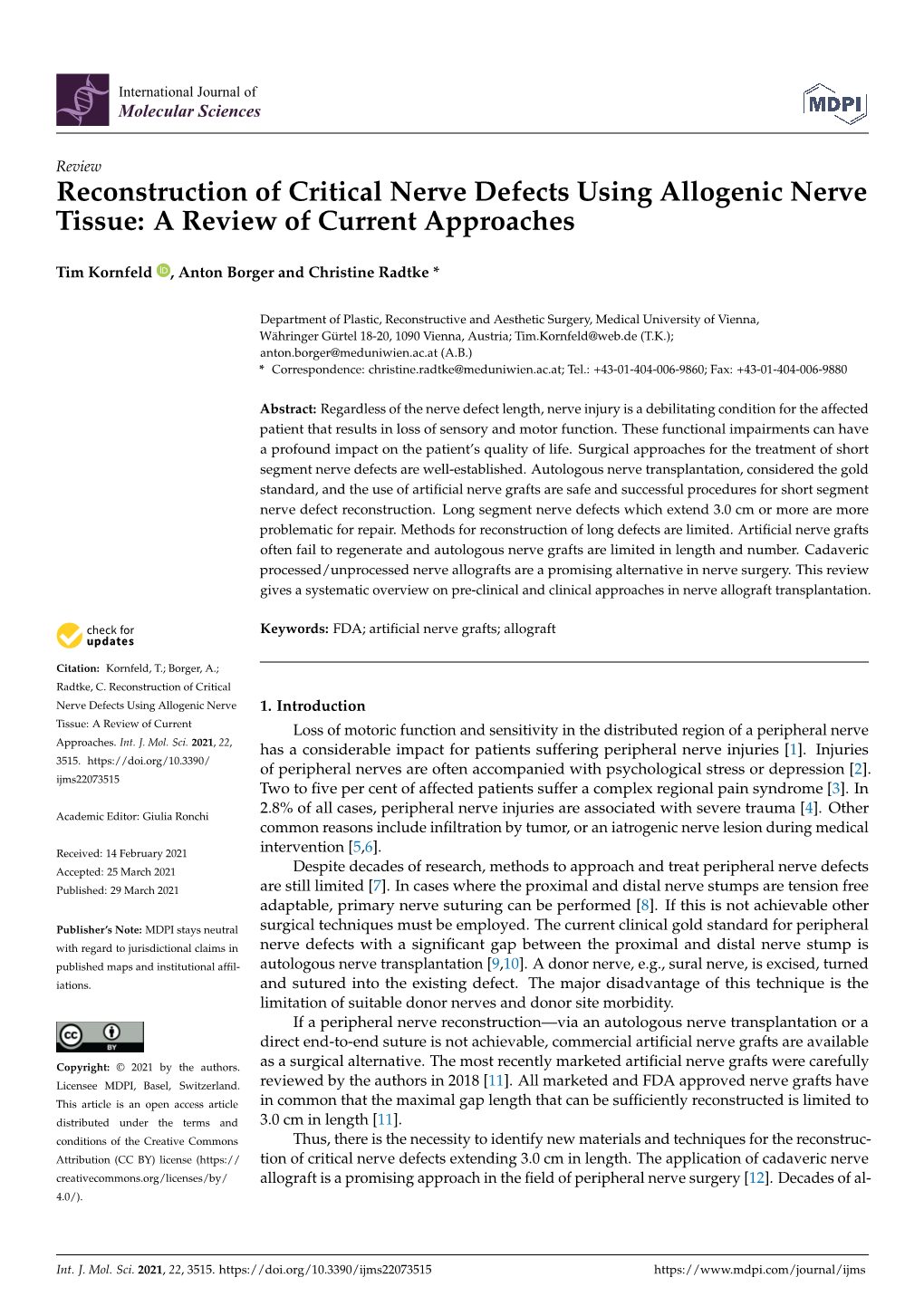 Reconstruction of Critical Nerve Defects Using Allogenic Nerve Tissue: a Review of Current Approaches