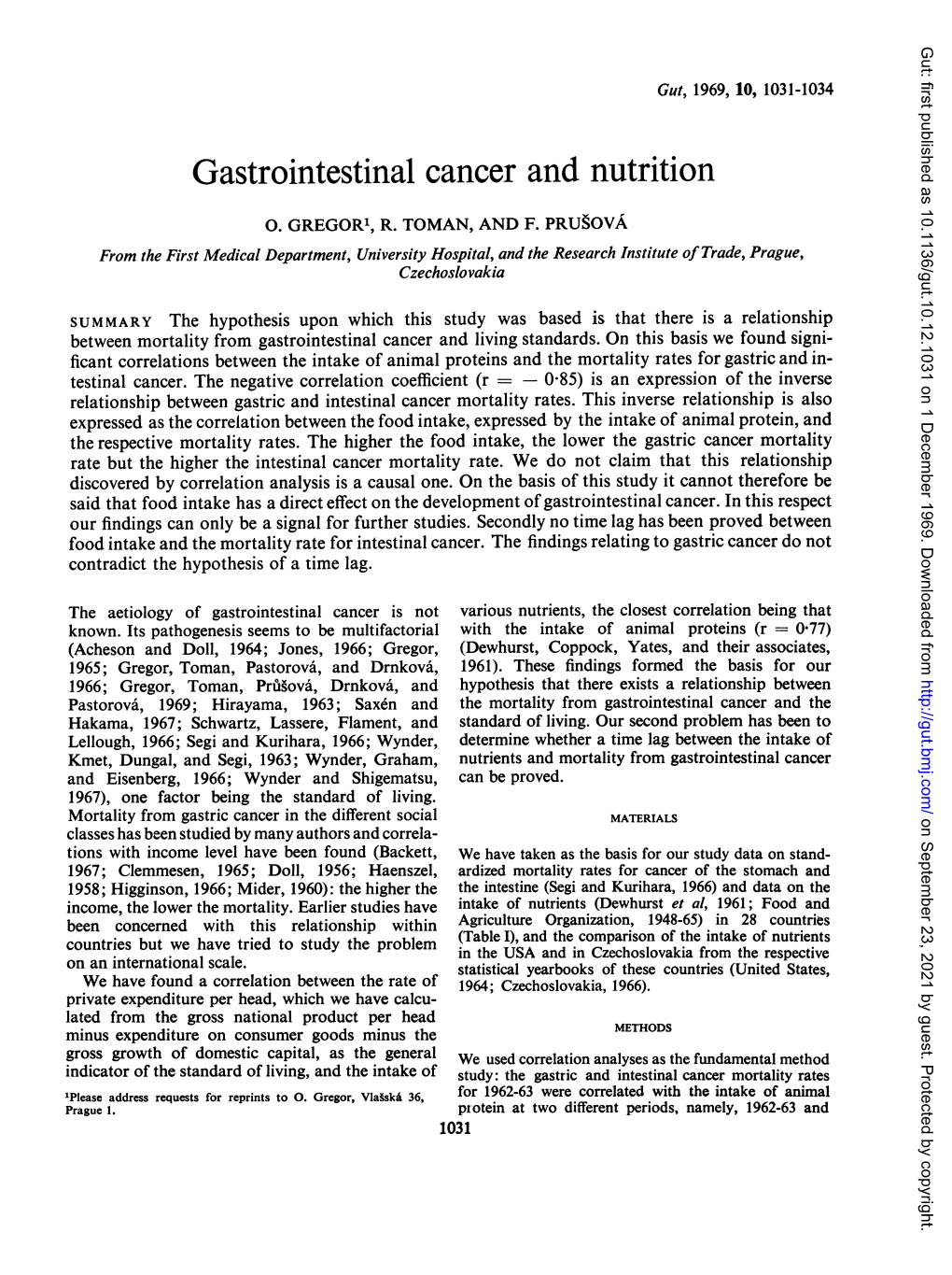 Gastrointestinal Cancer and Nutrition