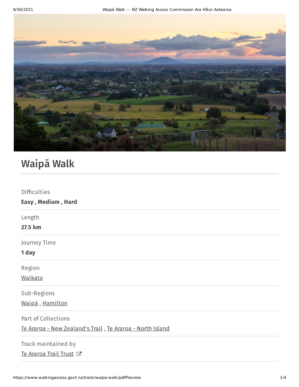 Waipā Walk — NZ Walking Access Commission Ara Hīkoi Aotearoa