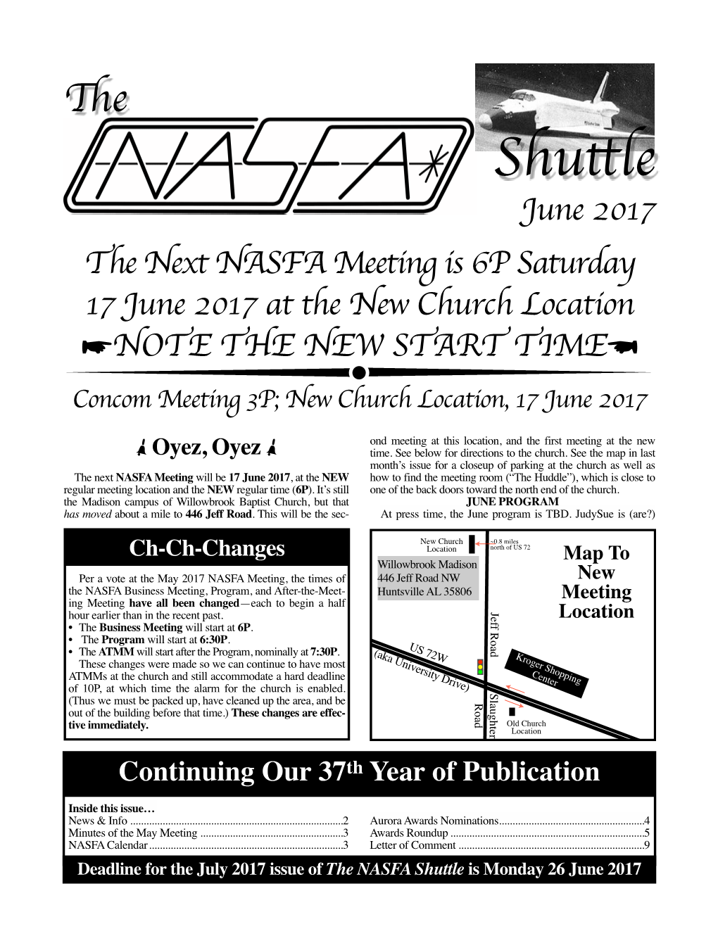 June 2017 NASFA Shuttle