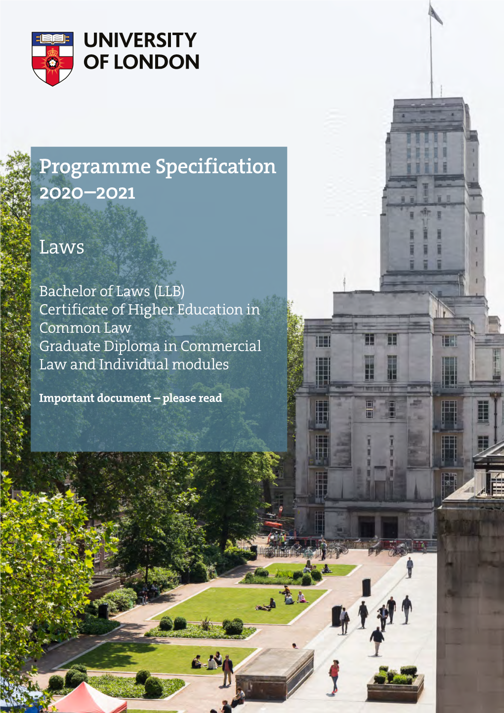 Undergraduate Laws 2020-2021 Programme Specifications
