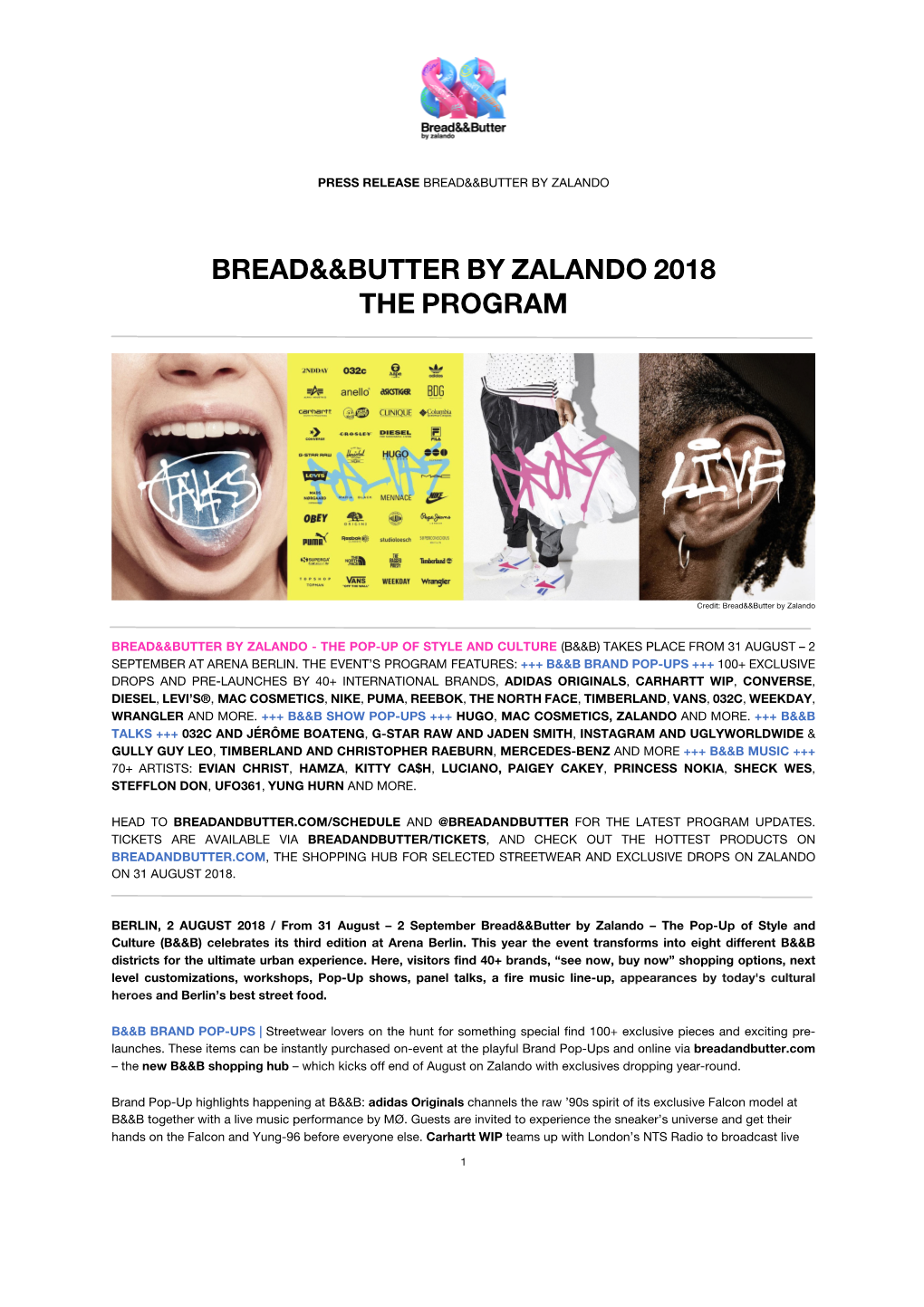 Bread&&Butter by Zalando 2018 the Program