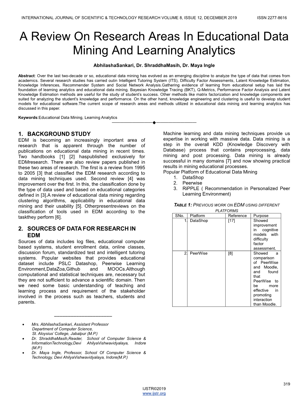 A Review on Research Areas in Educational Data Mining and Learning Analytics