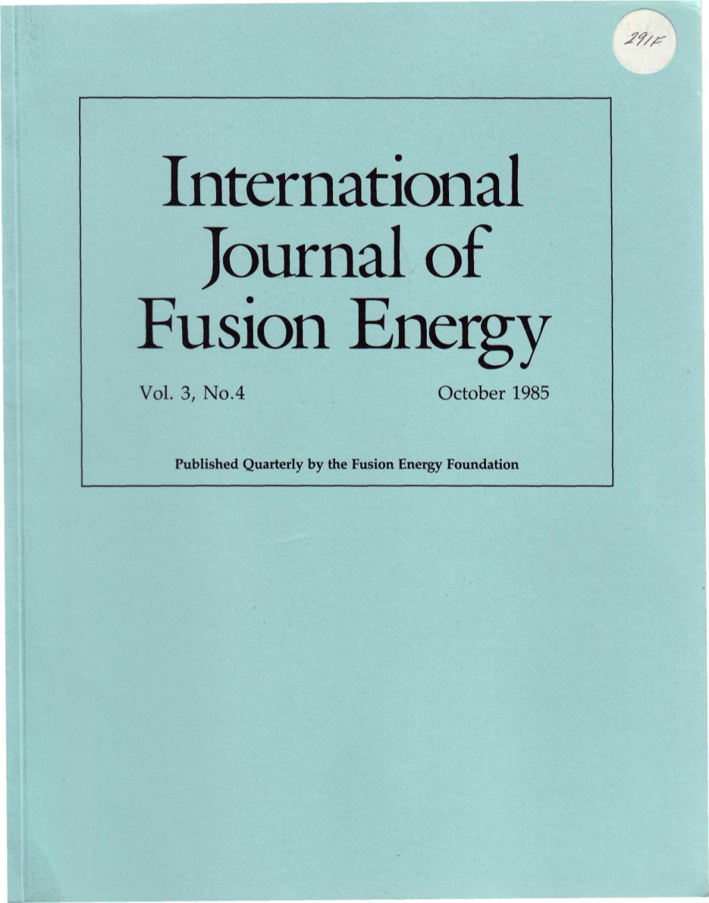 International Journal of Fusion Energy Vol