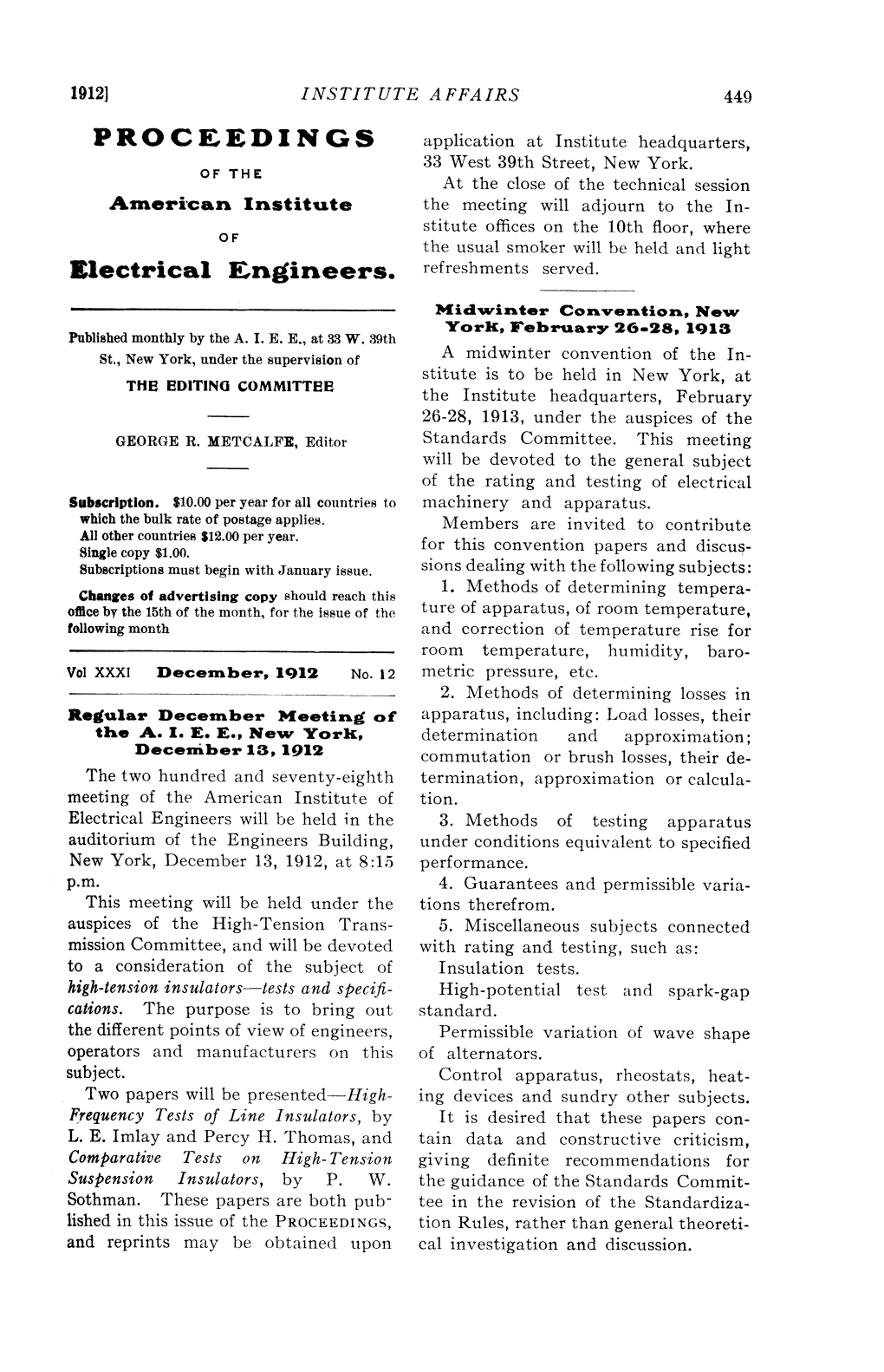 PROCEEDINGS Electrical Engineers