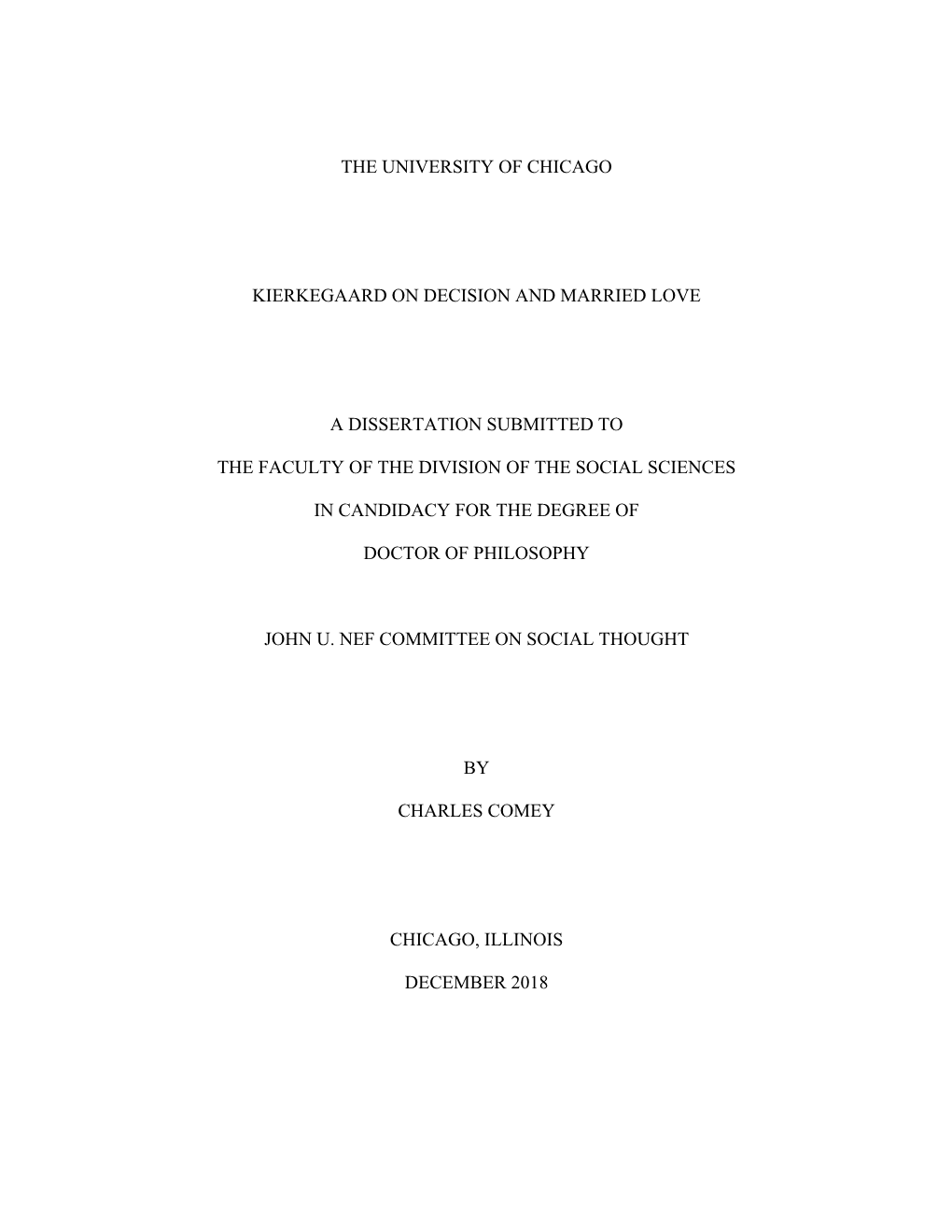 The University of Chicago Kierkegaard on Decision