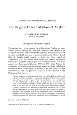 The Origins of the Civilisation of Angkor