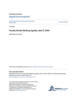 Faculty Senate Meeting Agenda, April 5, 2004