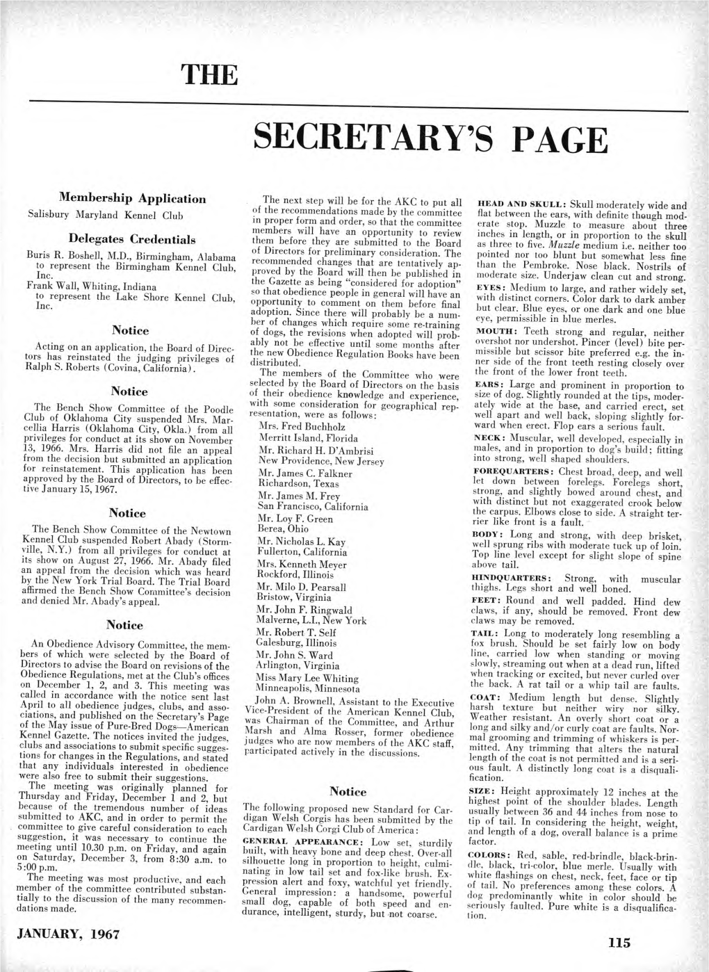 Secretary's Page