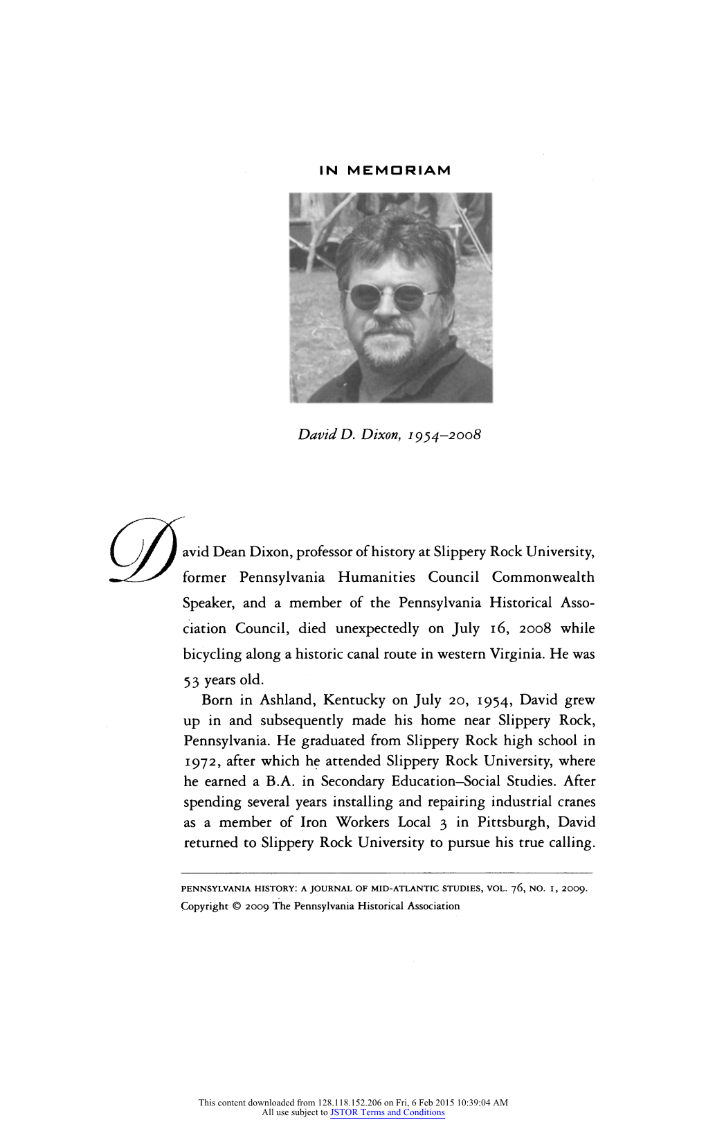 IN MEMORIAM: David D. Dixon, 1954–2008