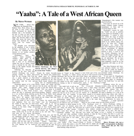 INTERNATIONAL HERALD TRIBUNE, WEDNESDAY, OCTOBER 25, 1989 “Yaaba”: a Tale of a West African Queen