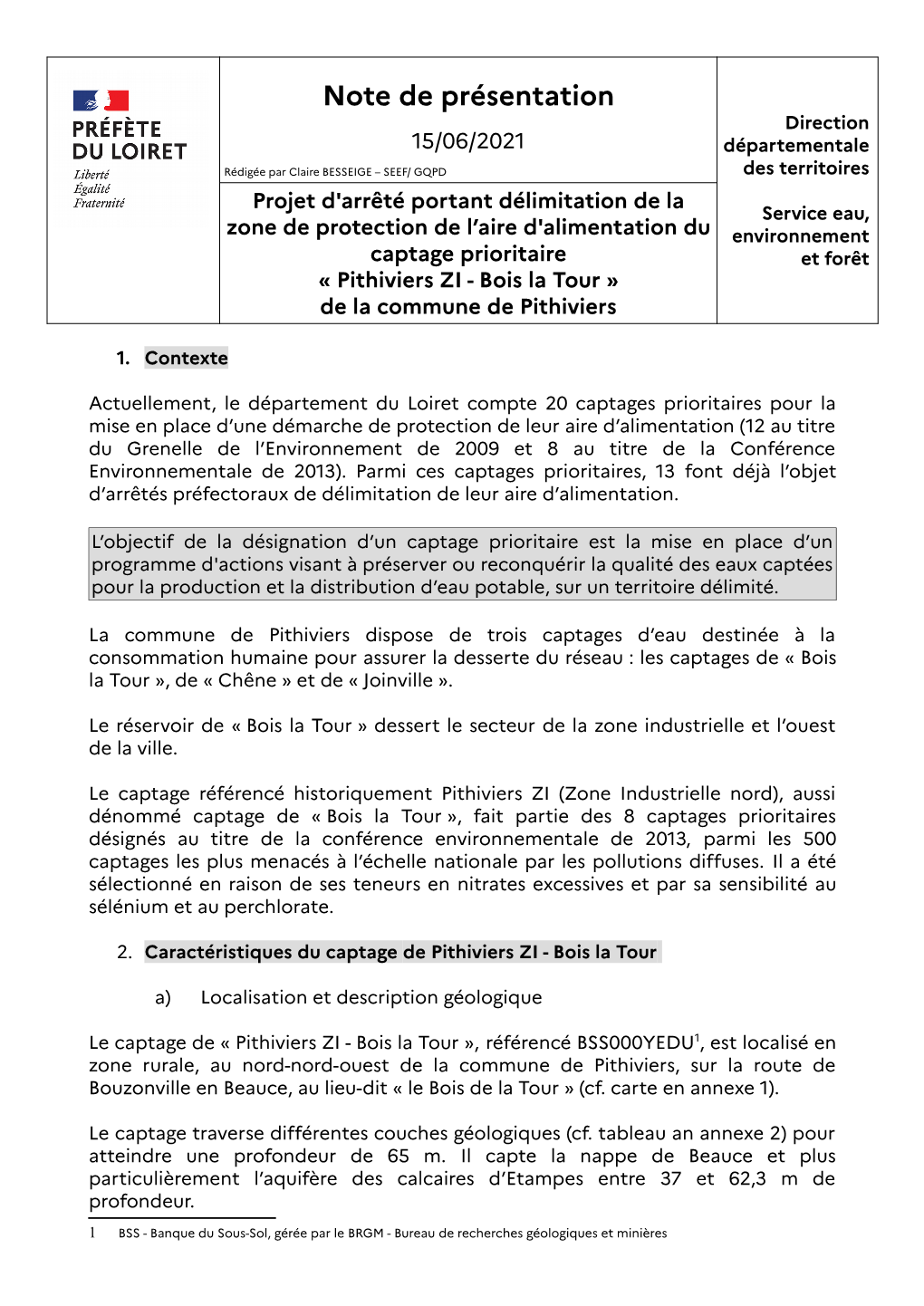 Note De Présentation