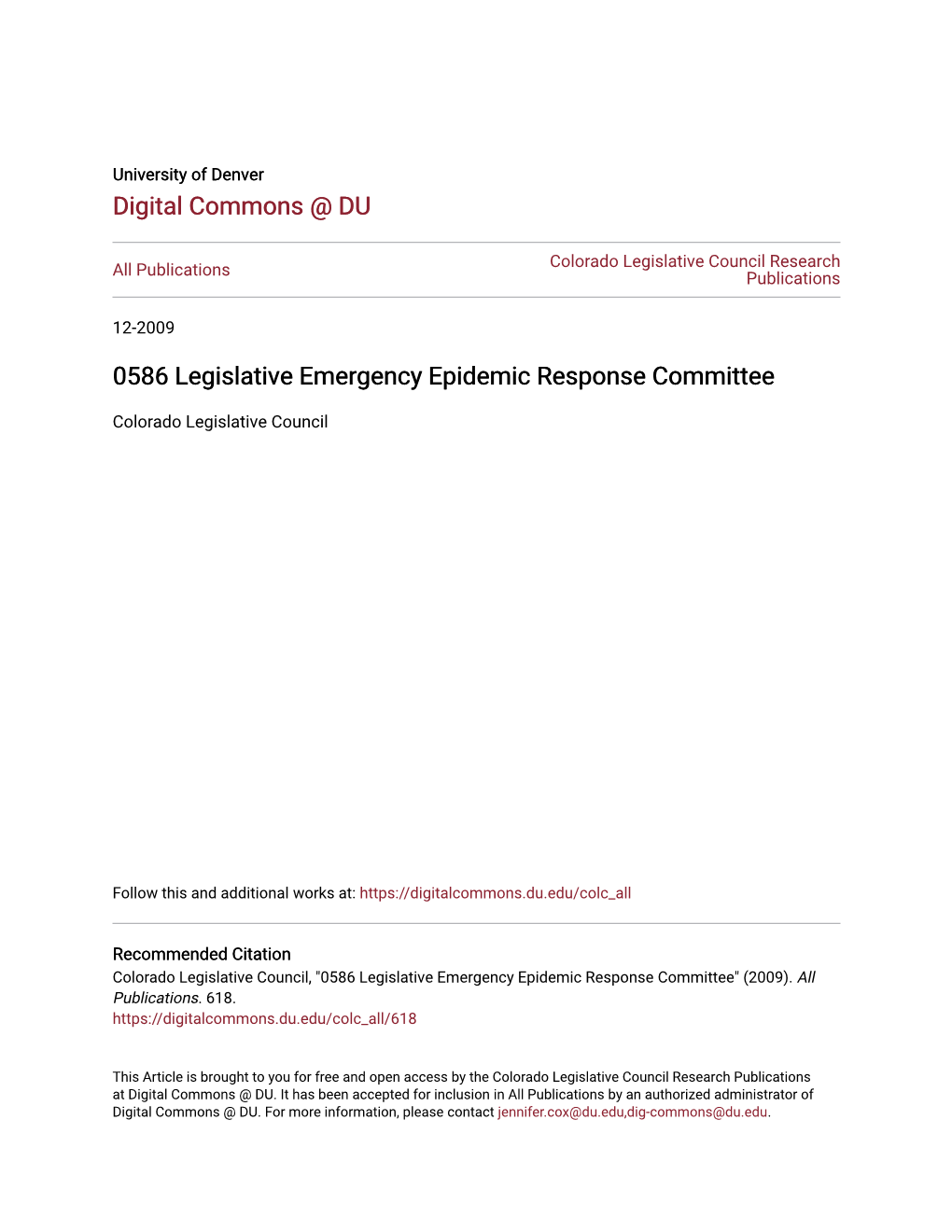 0586 Legislative Emergency Epidemic Response Committee