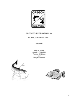 Crooked River Basin Plan Ochoco Fish District