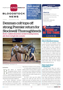 Denman Colt Tops Off Strong Premier Return for Stockwell Thoroughbreds | 2 | Thursday, March 7, 2019