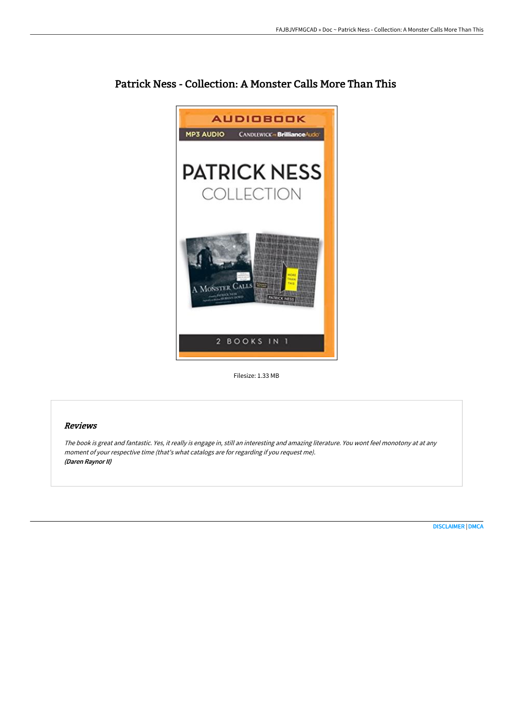 Patrick Ness - Collection: a Monster Calls More Than This