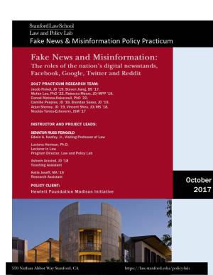 Fake News and Misinformation Policy Lab Practicum (Spring 2017)