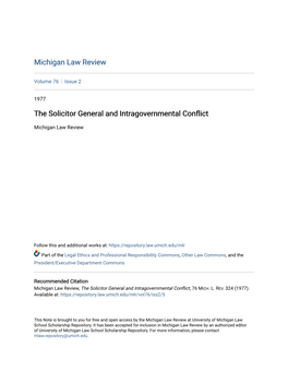 The Solicitor General and Intragovernmental Conflict