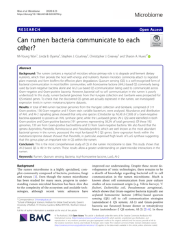 Can Rumen Bacteria Communicate to Each Other? Mi-Young Won1, Linda B