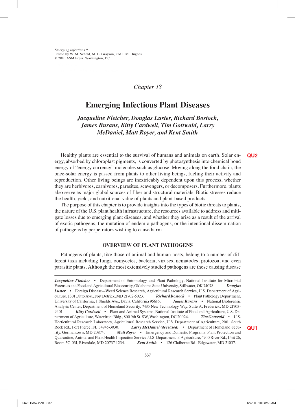 Emerging Infectious Plant Diseases
