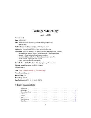 Package 'Matching'