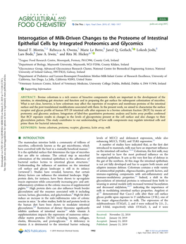 Interrogation of Milk-Driven Changes to the Proteome of Intestinal Epithelial Cells by Integrated Proteomics and Glycomics Sinead T