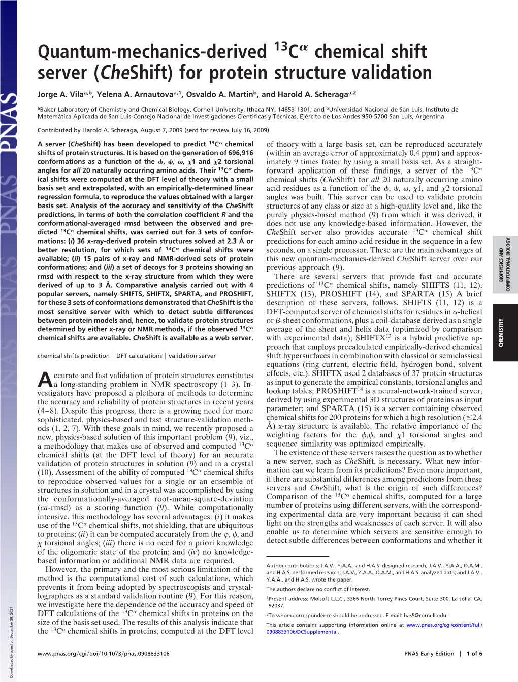 Quantum-Mechanics-Derived C Chemical Shift Server (Cheshift) for Protein Structure Validation