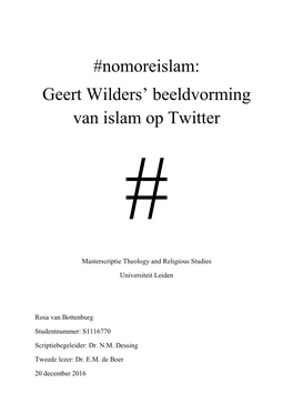 Geert Wilders' Beeldvorming Van Islam Op Twitter