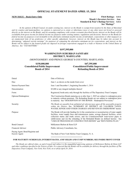 Preliminary Official Statement -- WSSC CPI Bonds 2014