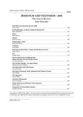 IRISH FILM and TELEVISION ‐ 2008 the Year in Review Tony Tracy (Ed.)