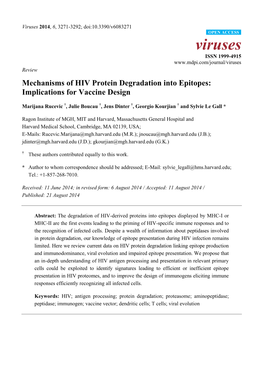 Mechanisms of HIV Protein Degradation Into Epitopes: Implications for Vaccine Design