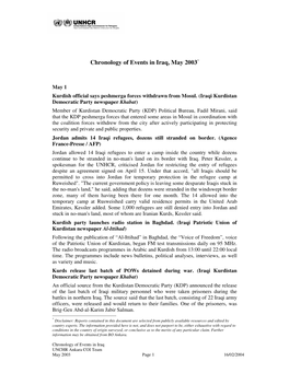 Chronology of Events in Iraq, May 2003*
