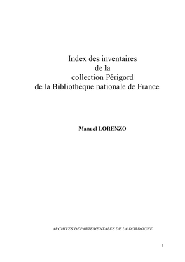 De La Collection Périgord De La Bibliothèque Nationale De France