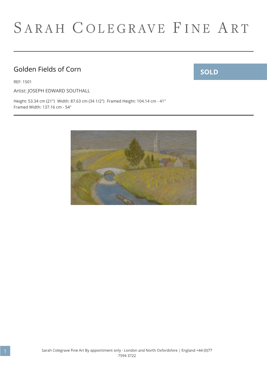 Golden Fields of Corn SOLD REF: 1501 Artist: JOSEPH EDWARD SOUTHALL