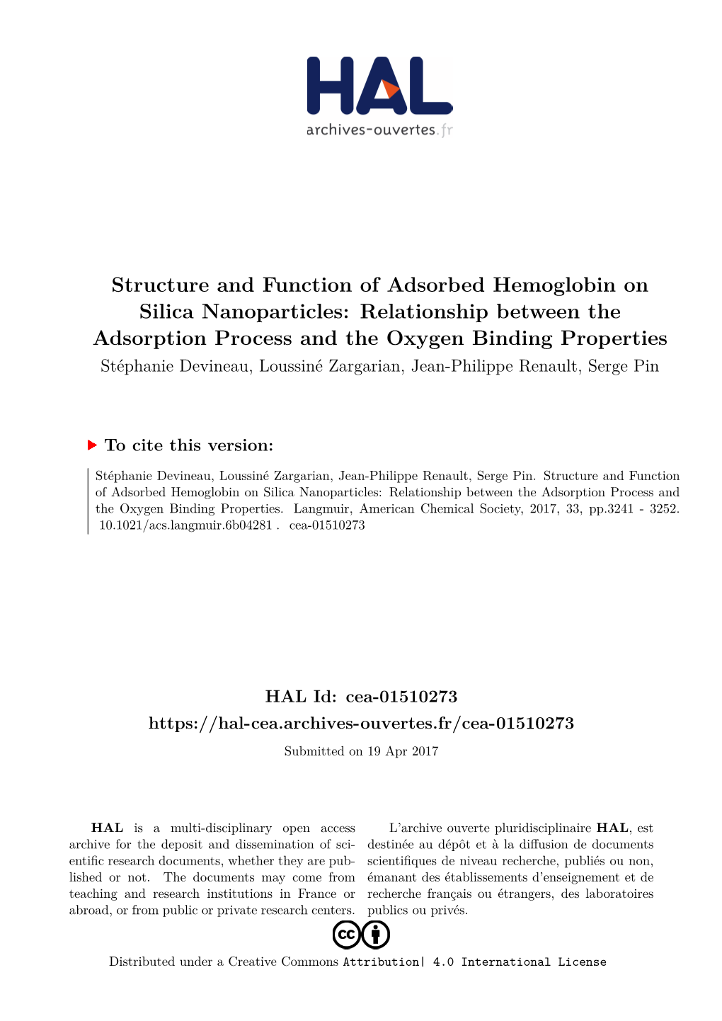 Structure and Function of Adsorbed Hemoglobin on Silica Nanoparticles