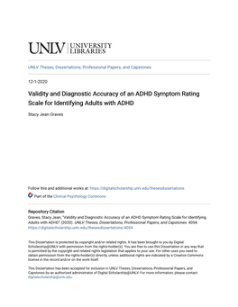 Validity and Diagnostic Accuracy of an ADHD Symptom Rating Scale for Identifying Adults with ADHD