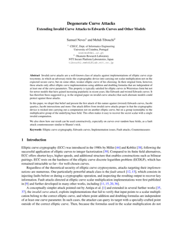 Degenerate Curve Attacks Extending Invalid Curve Attacks to Edwards Curves and Other Models