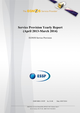 EGNOS Service Provision Yearly Report 2013