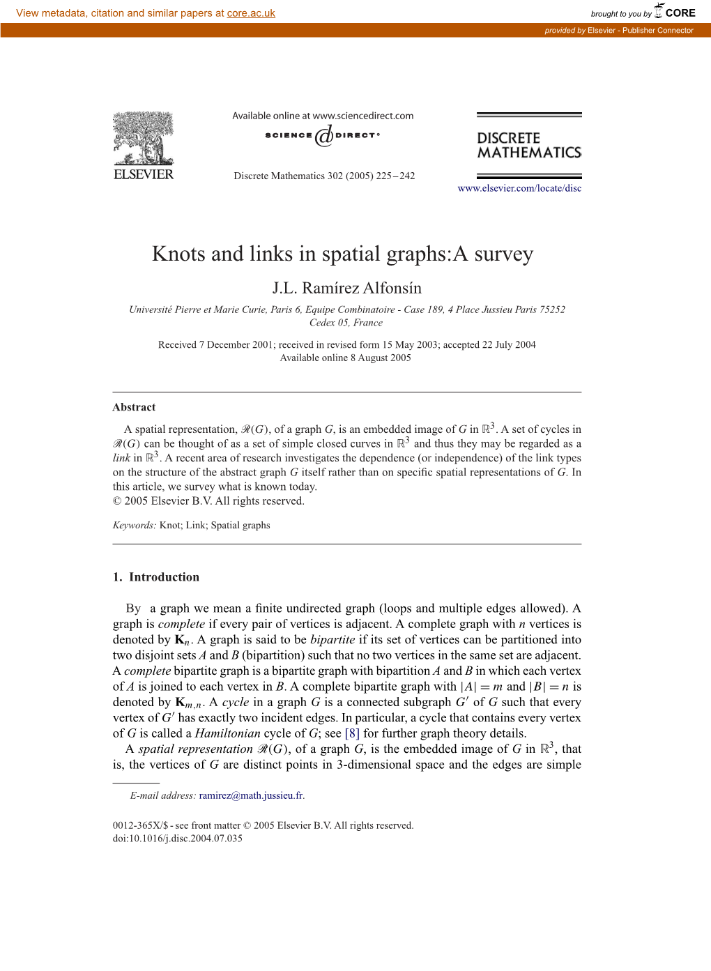 Knots and Links in Spatial Graphs: a Survey