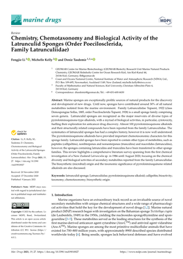 Chemistry, Chemotaxonomy and Biological Activity of the Latrunculid Sponges (Order Poecilosclerida, Family Latrunculiidae)
