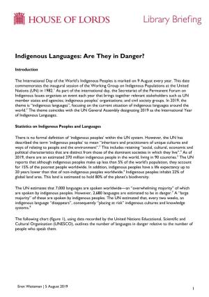 Indigenous Languages: Are They in Danger?