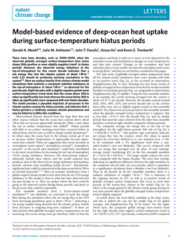 Model-Based Evidence of Deep-Ocean Heat Uptake During Surface-Temperature Hiatus Periods Gerald A