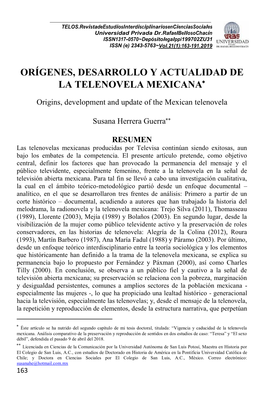 Orígenes, Desarrollo Y Actualidad De La Telenovela Mexicana