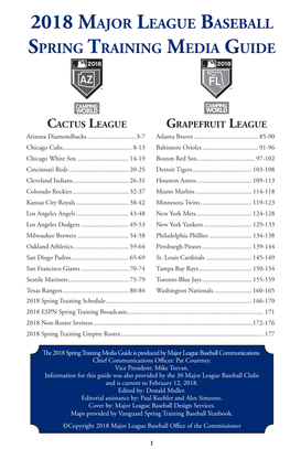 2018 Major League Baseball Spring Training Media Guide
