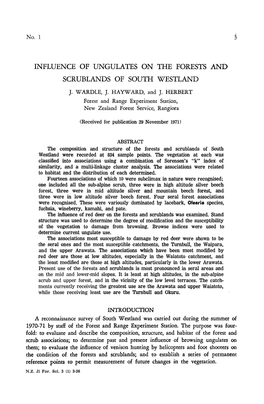 Influence of Ungulates on the Forests and Scrublands of South Westland