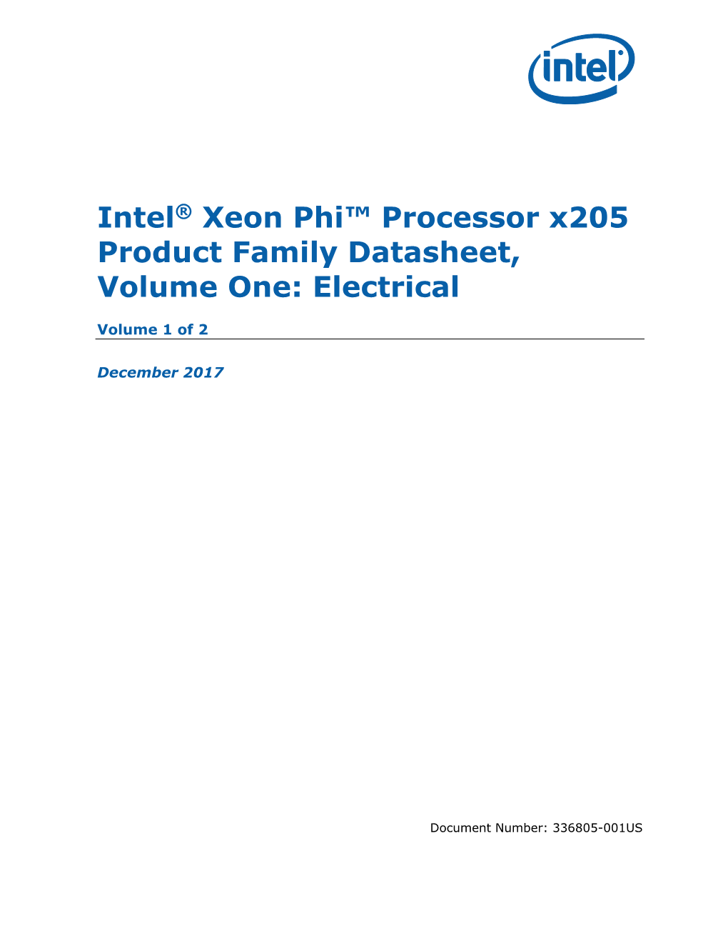 Intel® Xeon Phi™ Processor X205 Product Family Datasheet, Volume One: Electrical