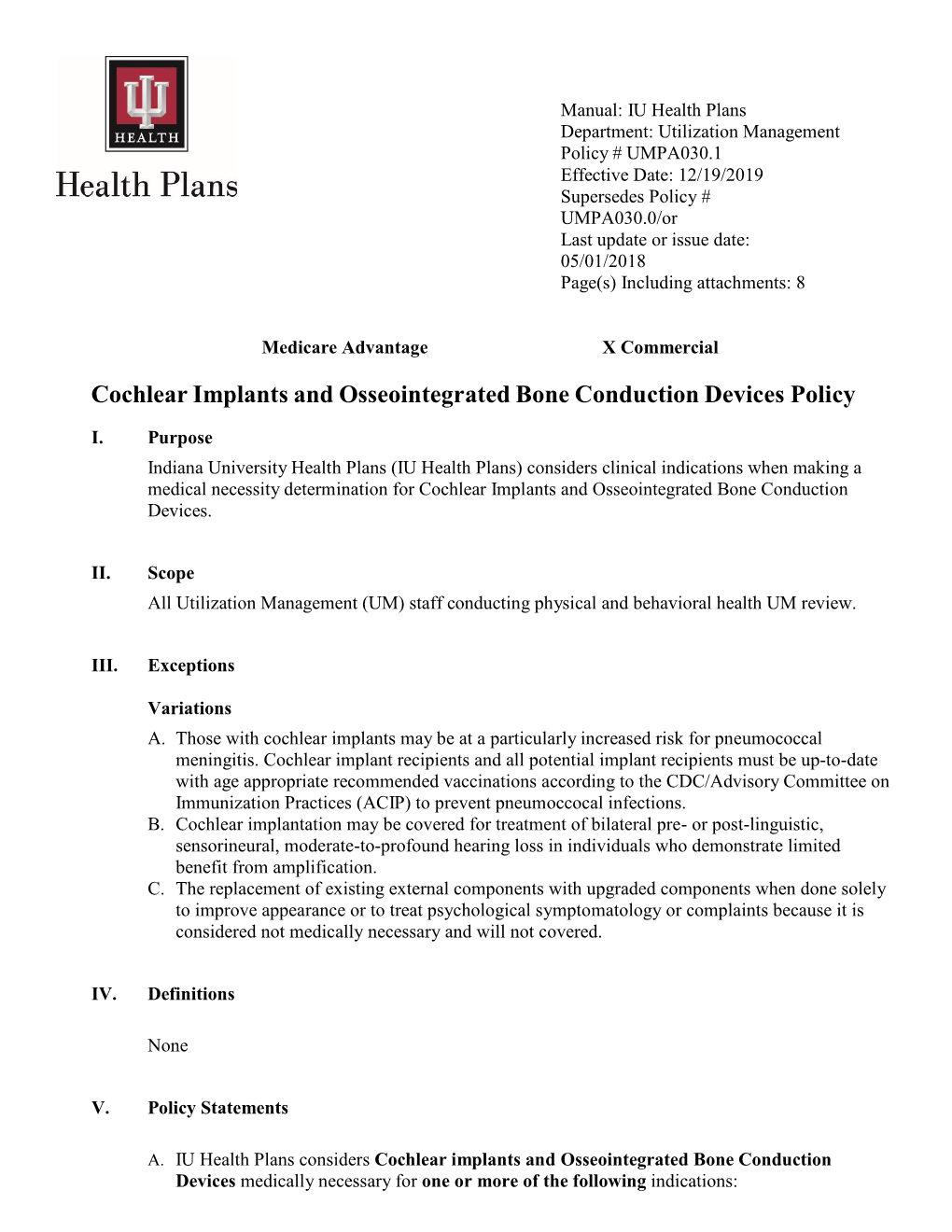 Cochlear Implants and Osseointegrated Bone Conduction Devices Policy